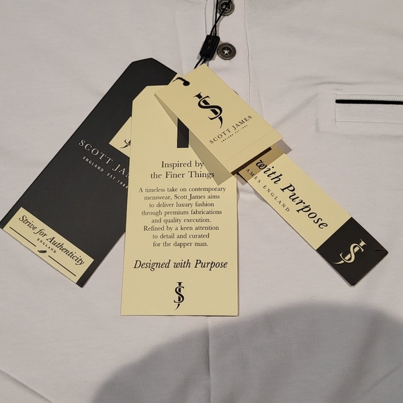 Scott James Mens Designer White Tee- Size Large - Picture 3 of 4